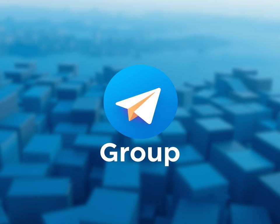 A large, vibrant Telegram group logo floats prominently in the foreground, its signature paper plane icon casting a soft, warm glow. The background is a blurred, minimalist landscape of overlapping rectangular shapes in shades of blue, hinting at the vast, interconnected world of Telegram communities. The overall composition conveys a sense of digital connectivity, collaboration, and the expansive potential of group-based communication. A large, vibrant Telegram group logo floats prominently in the foreground, its signature paper plane icon casting a soft, warm glow. The background is a blurred, minimalist landscape of overlapping rectangular shapes in shades of blue, hinting at the vast, interconnected world of Telegram communities. The overall composition conveys a sense of digital connectivity, collaboration, and the expansive potential of group-based communication.