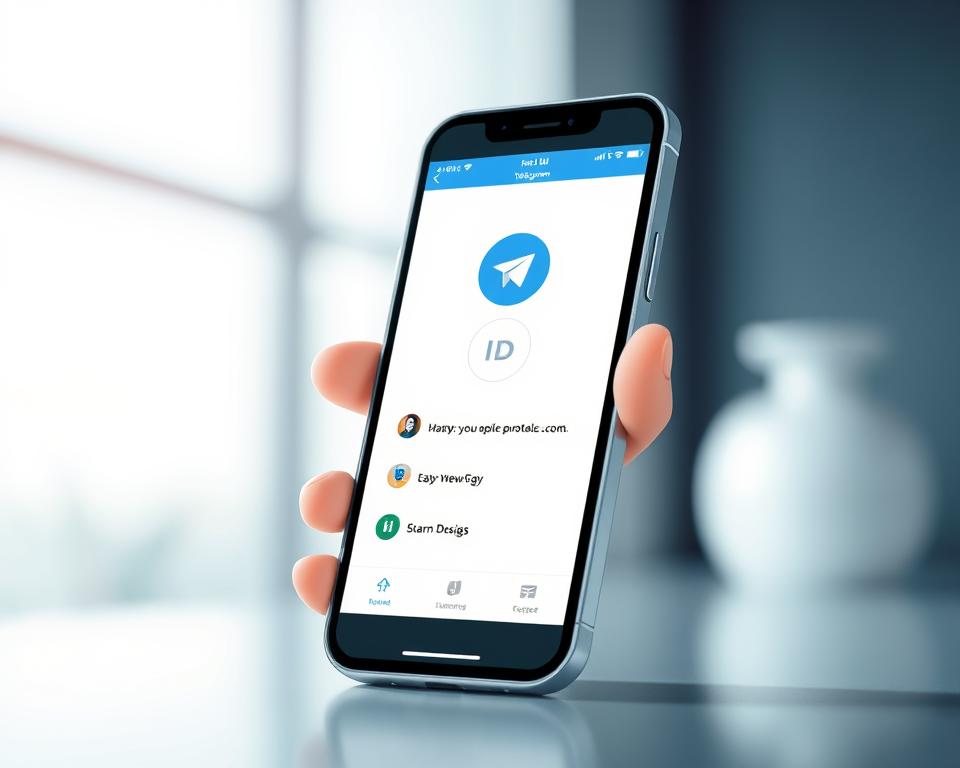 A sleek, modern illustration of the Telegram ID feature. A stylized smartphone display in the foreground showcases the Telegram ID interface, with clean lines, vibrant colors, and intuitive icons. The background blurs gently, highlighting the focus on the ID functionality. Lighting is soft and diffused, creating a sense of sophistication. The overall composition is balanced and visually appealing, conveying the utility and user-friendliness of the Telegram ID feature. A sleek, modern illustration of the Telegram ID feature. A stylized smartphone display in the foreground showcases the Telegram ID interface, with clean lines, vibrant colors, and intuitive icons. The background blurs gently, highlighting the focus on the ID functionality. Lighting is soft and diffused, creating a sense of sophistication. The overall composition is balanced and visually appealing, conveying the utility and user-friendliness of the Telegram ID feature.