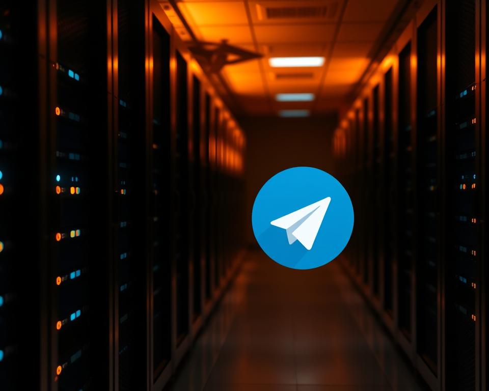 A dimly lit server room with rows of sleek, modern data storage servers. The servers are bathed in a warm, amber glow, casting shadows across the metallic surfaces. In the foreground, a single Telegram icon is prominently displayed, representing the data storage and backup capabilities of the messaging platform. The scene conveys a sense of security, reliability, and the seamless integration of Telegram's data management within a professional IT infrastructure. A dimly lit server room with rows of sleek, modern data storage servers. The servers are bathed in a warm, amber glow, casting shadows across the metallic surfaces. In the foreground, a single Telegram icon is prominently displayed, representing the data storage and backup capabilities of the messaging platform. The scene conveys a sense of security, reliability, and the seamless integration of Telegram's data management within a professional IT infrastructure.